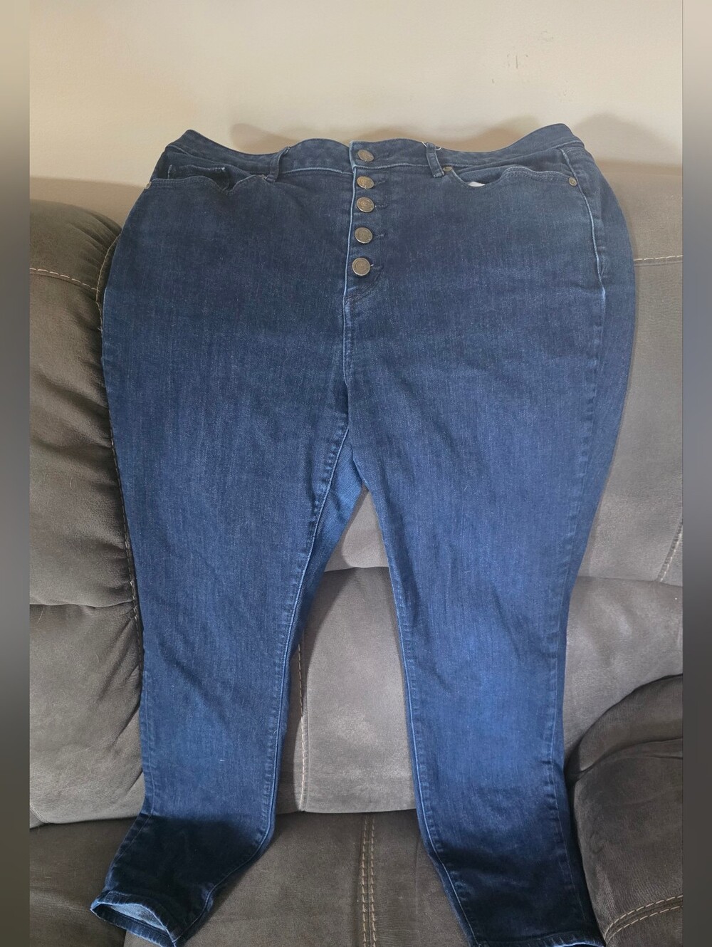 LOFT Dark Blue High-Rise Button-Fly Jeans Size 12 Skinny